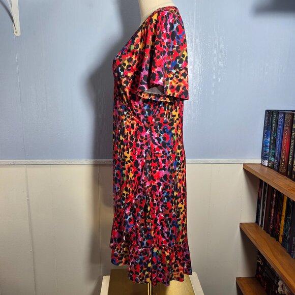 Venus Medium Bright Multicolored Animal Print Shortsleeve Knee Length Dress - Picture 8 of 11